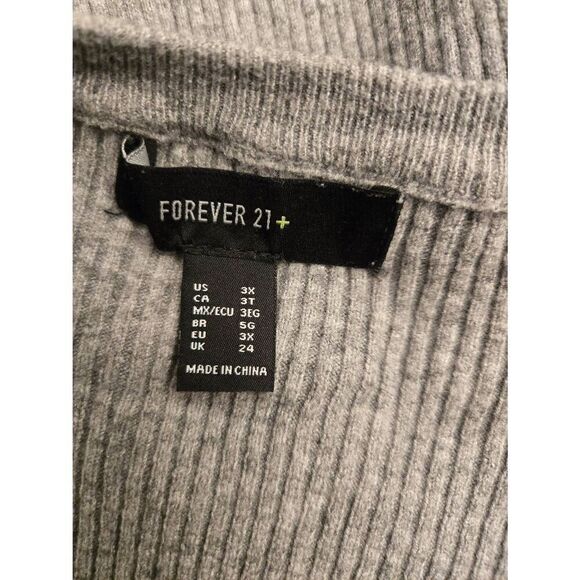 Forever 21 Women's Size 3X Grey Drop Shoulder Cropped Sweater - Picture 5 of 5